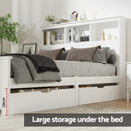 Cogne Double Wooden Bed Frame, White