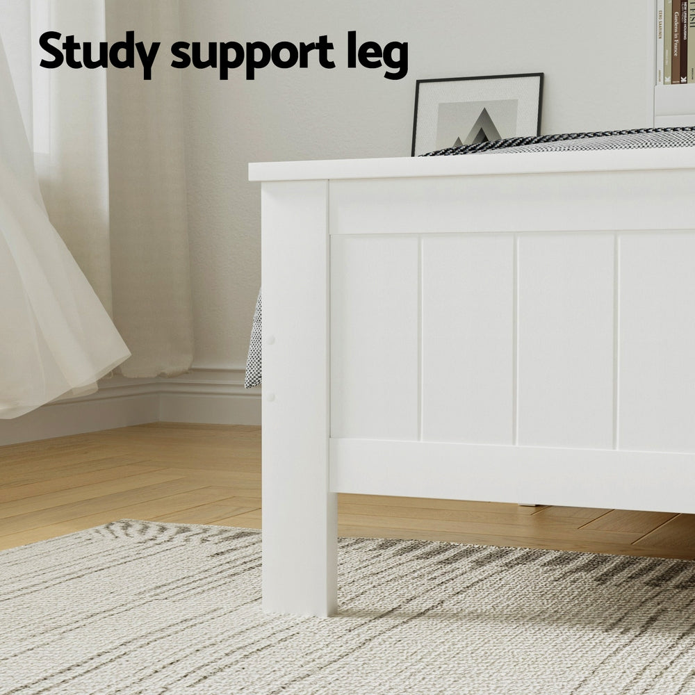 Cogne Double Wooden Bed Frame, White