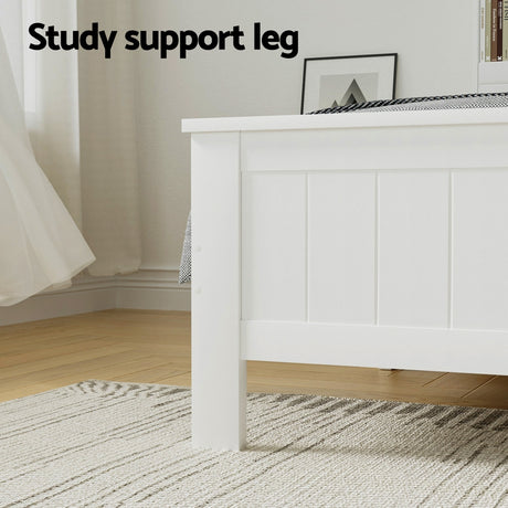 Cogne Double Wooden Bed Frame, White