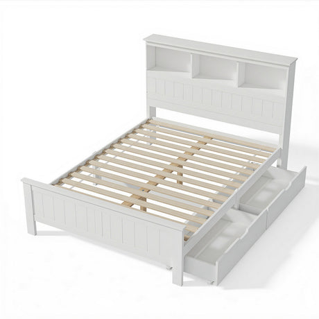 Cogne Double Wooden Bed Frame, White