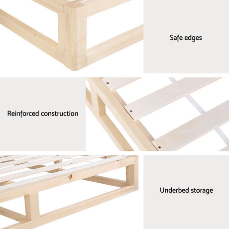 Artiss KALAM Queen Size Pinewood Bed Frame