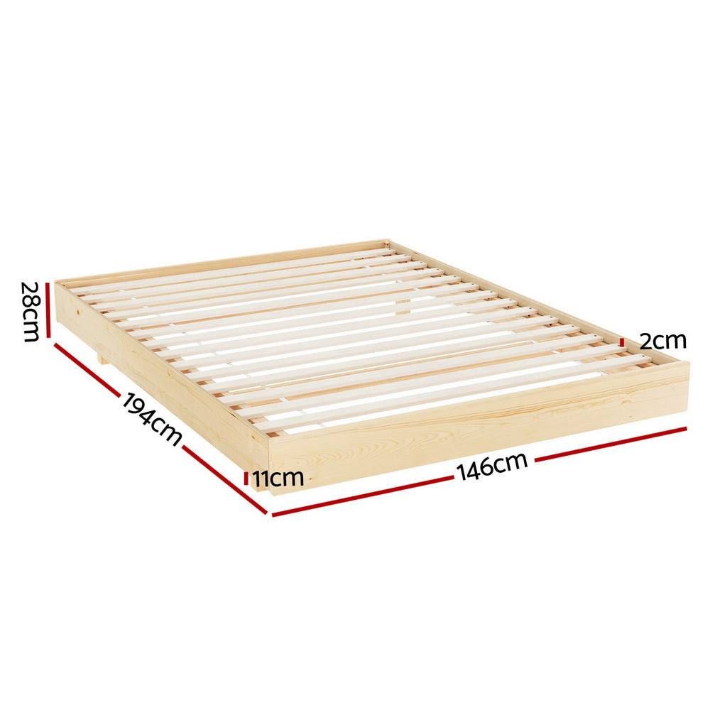 Artiss ODIN double floating pine bed frame headboard close-up — Allure Home Collections