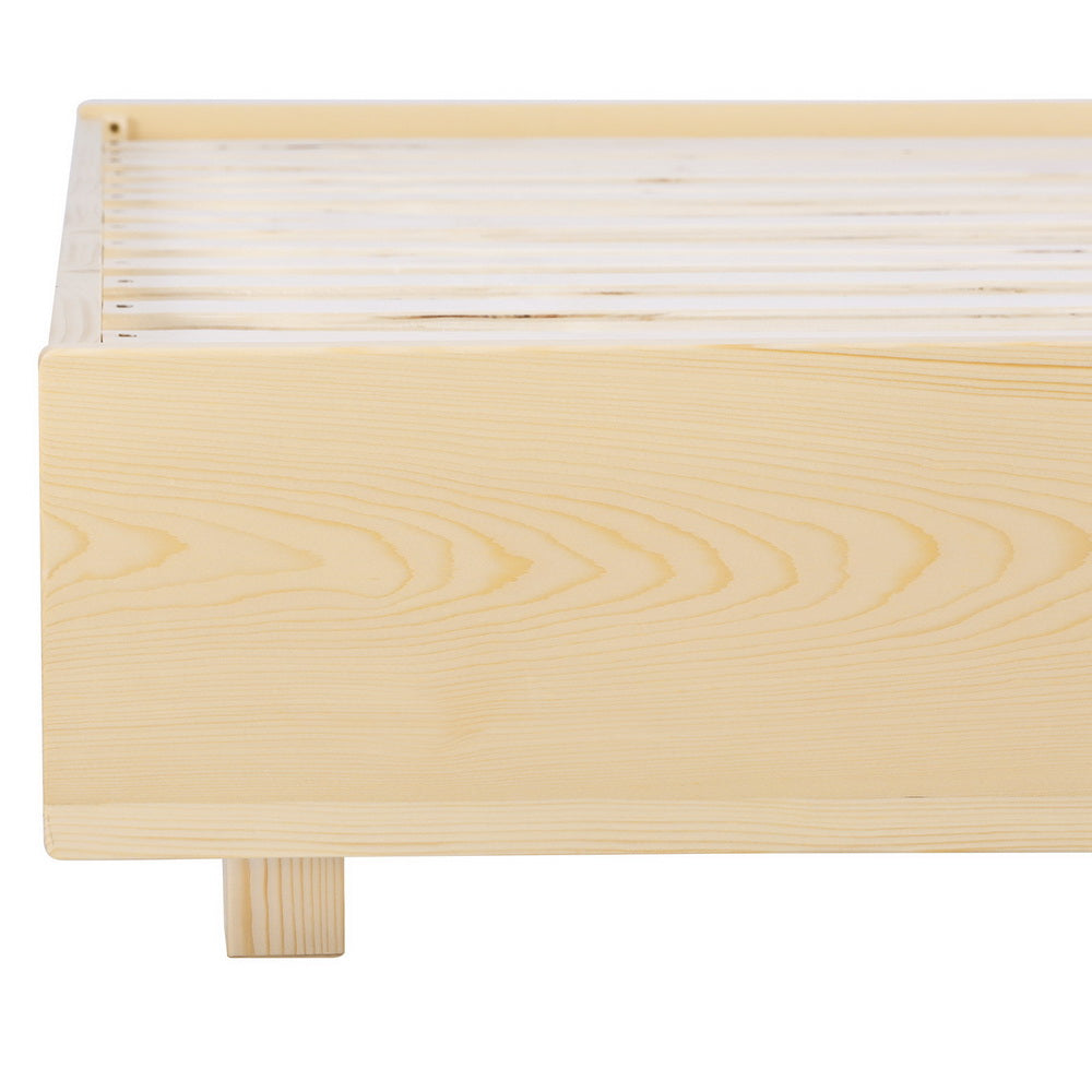 Artiss ODIN double floating pine bed frame styled in bedroom — Allure Home Collections