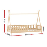 Artiss PUAH Kids House Bed Frame — Oak Solid Pine with Plywood Slats — Allure Home Collections