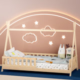 Artiss PUAH Kids House Bed Frame — Oak Solid Pine with Plywood Slats — Allure Home Collections