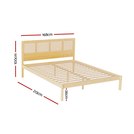 Artiss RITA Queen Size Rattan Bed Frame