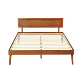 Artiss SPLAY queen walnut pinewood bed frame side profile — Allure Home Collections