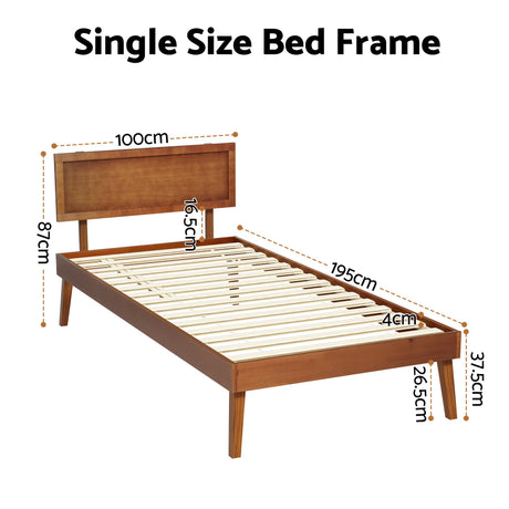 Moncalieri Single Wooden Bed Frame, Walnut