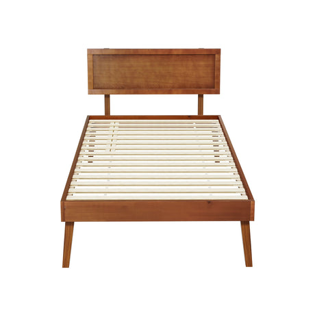 Moncalieri Single Wooden Bed Frame, Walnut