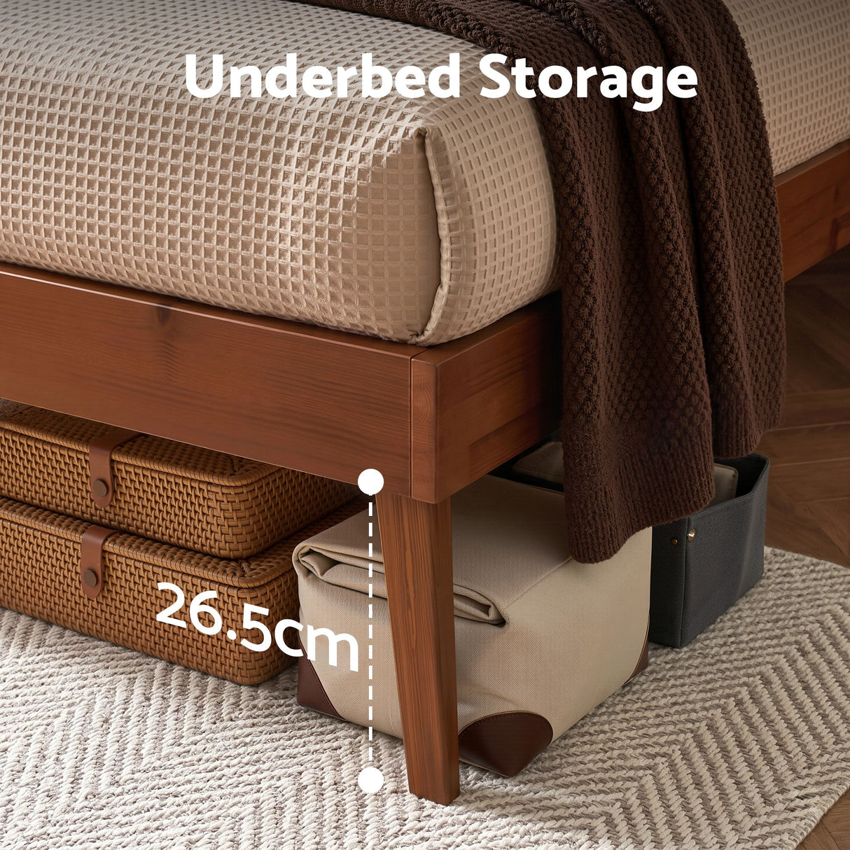 Moncalieri Single Wooden Bed Frame, Walnut