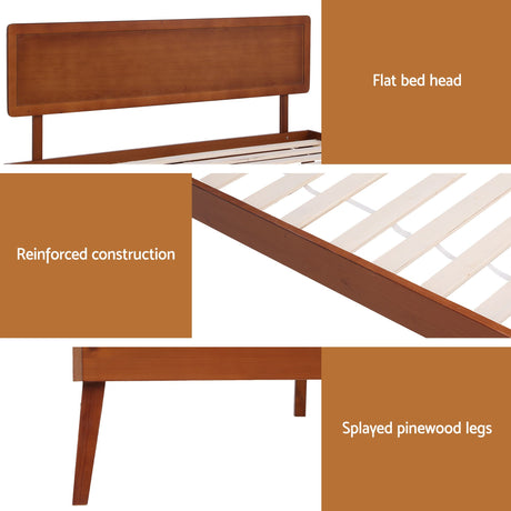 Moncalieri Single Wooden Bed Frame, Walnut