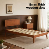 Moncalieri Single Wooden Bed Frame, Walnut