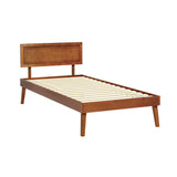 Artiss SPLAY walnut single bed frame showing splay leg design — Allure Home Collections