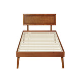 Artiss SPLAY single walnut bed frame side profile — Allure Home Collections