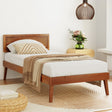 Artiss SPLAY single bed frame in walnut pinewood — full front view — Allure Home Collections