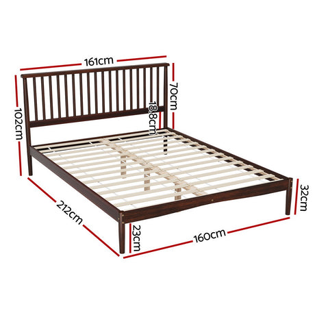 Artiss Vise Queen Size Bed Frame - Walnut Finish