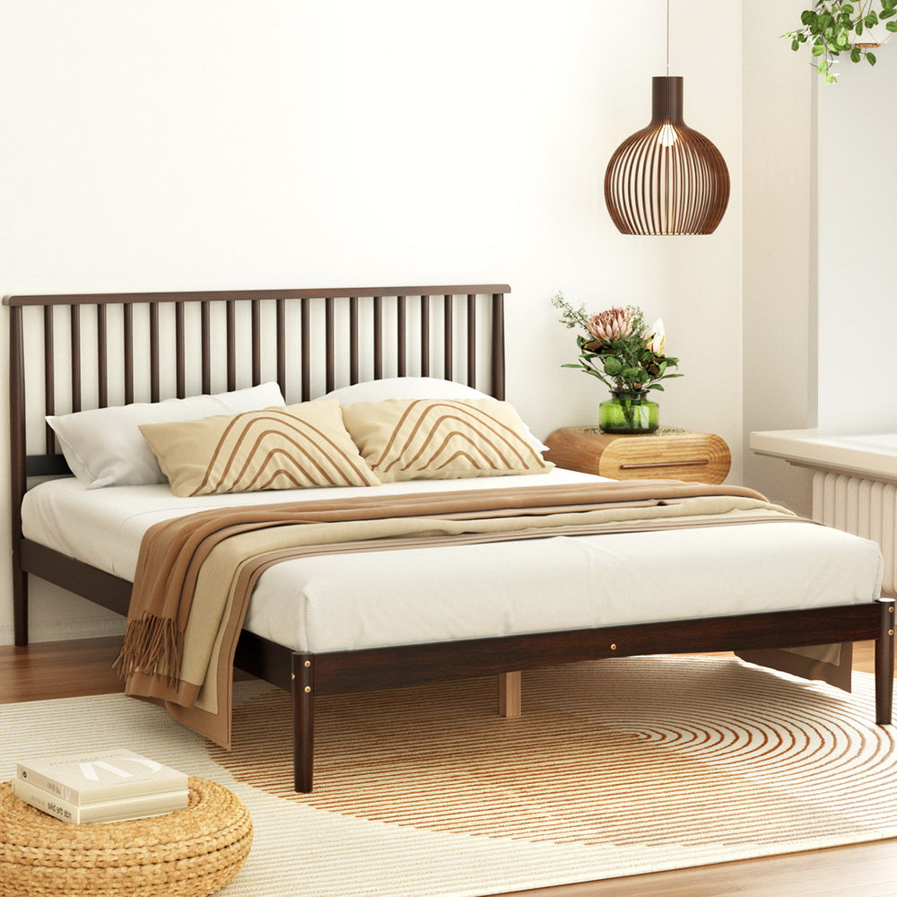 Artiss Vise Queen Size Bed Frame - Walnut Finish