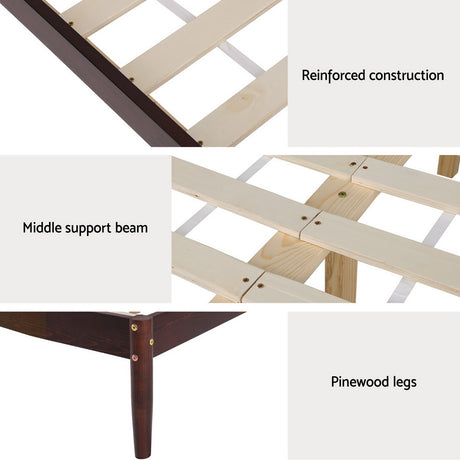 Artiss Vise Queen Size Bed Frame - Walnut Finish