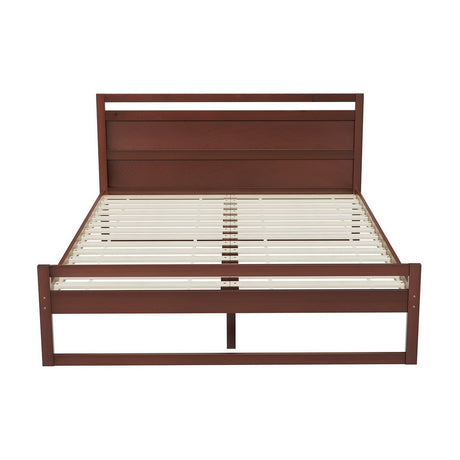 Artiss WITTON double walnut bed frame side profile — Allure Home Collections