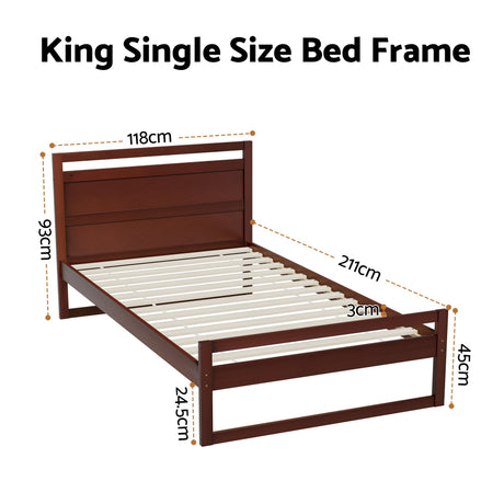 Rivoli King Single Wooden Bed Frame, Walnut
