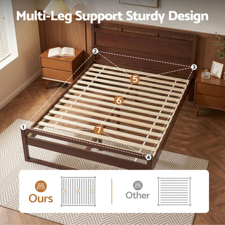 Rivoli King Single Wooden Bed Frame, Walnut