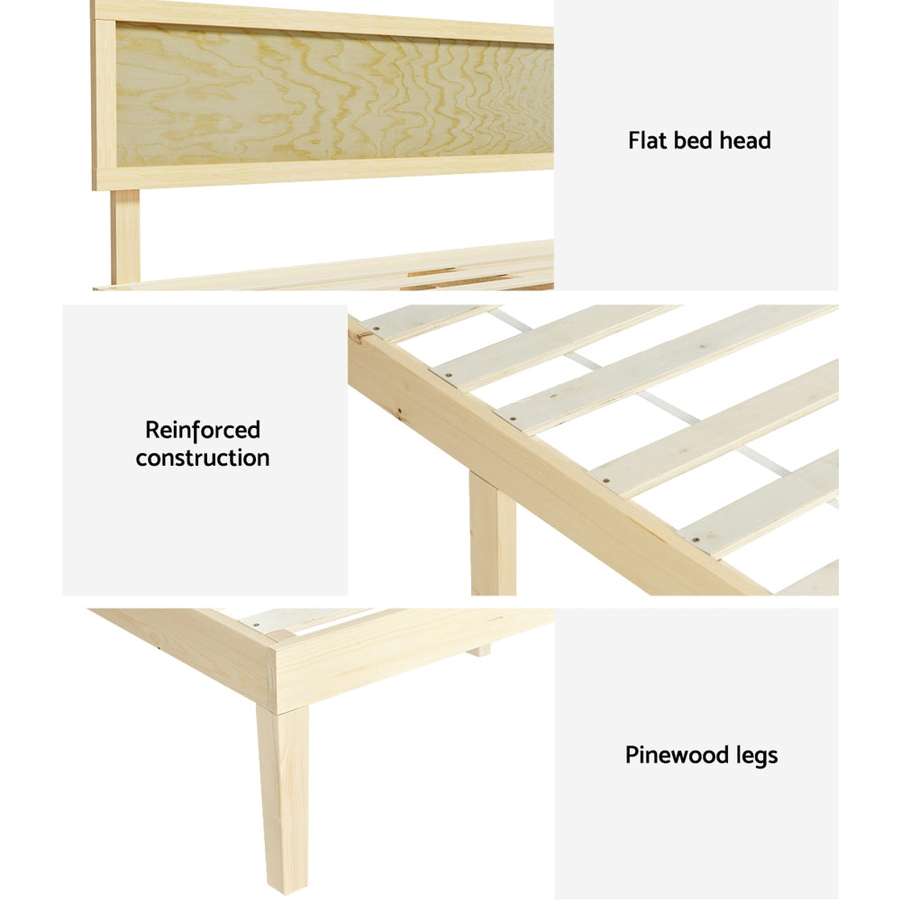 Artiss Yumi Queen Size Wooden Bed Frame