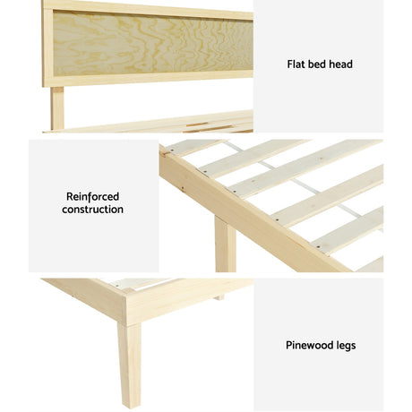Artiss Yumi Queen Size Wooden Bed Frame