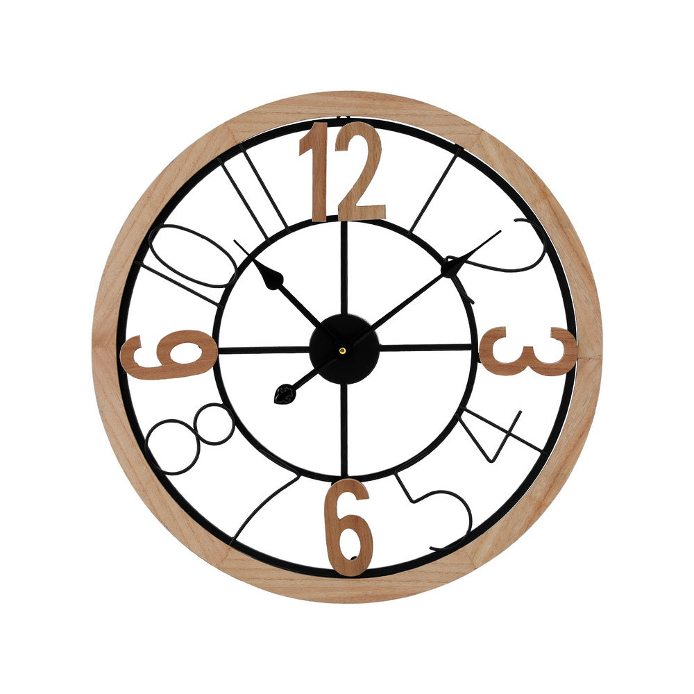 Artiss Wooden 60cm Wall Clock — Metal and MDF, Bold Arabic Numerals — Allure Home Collections