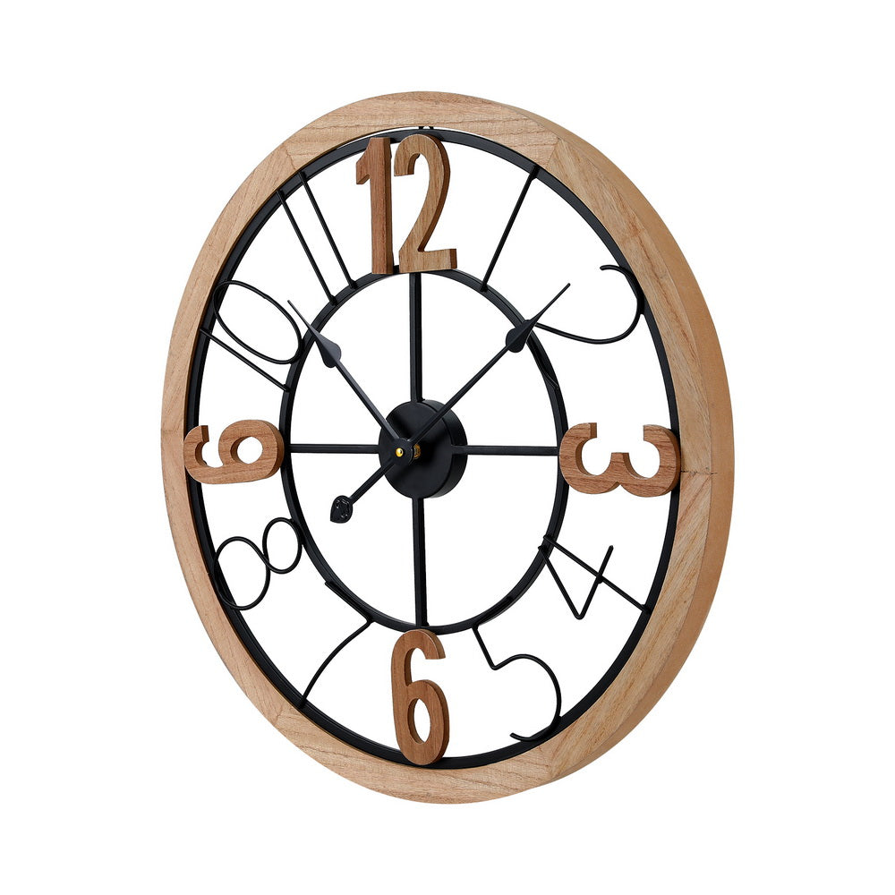 Artiss Wooden 60cm Wall Clock — Metal and MDF, Bold Arabic Numerals — Allure Home Collections