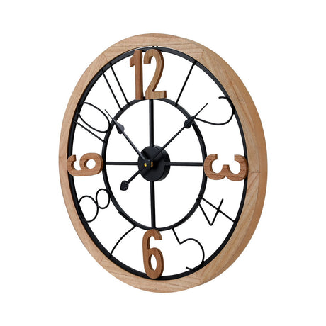 Artiss Wooden 60cm Wall Clock — Metal and MDF, Bold Arabic Numerals — Allure Home Collections
