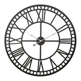 Large metal vintage wall clock 80cm black front view