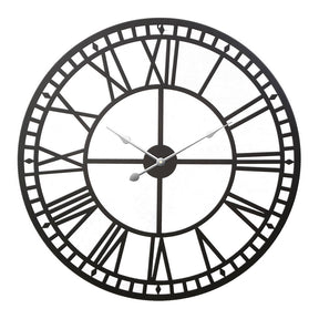 Large metal vintage wall clock 80cm black front view