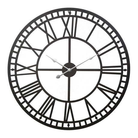 Large metal vintage wall clock 80cm black front view
