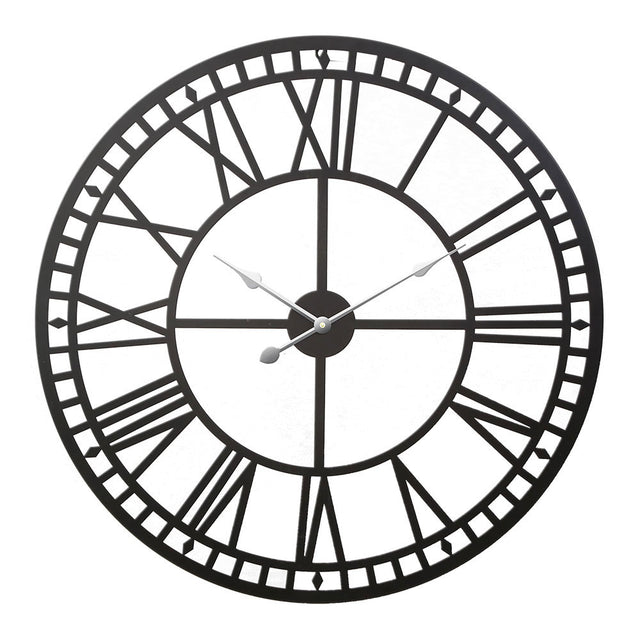Large metal vintage wall clock 80cm black front view