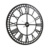 Large metal vintage wall clock 80cm black Roman numeral detail