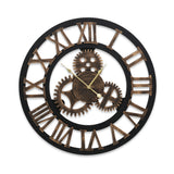 Large steampunk wall clock 80cm brown front view