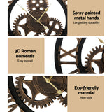Large steampunk wall clock 80cm brown Roman numeral detail