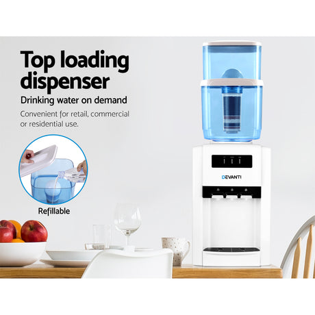 Two replacement filters supplied with the bench top water cooler