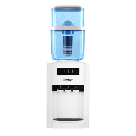 Three taps for hot, cold and room temperature water with LED indicators