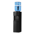 Black floor standing water cooler dispenser with 22 litre filter container on top