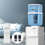 Side view of white water cooler dispenser measuring 27 x 30 x 86.5 cm