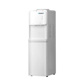 Side view of white water cooler dispenser measuring 27 x 30 x 86.5 cm