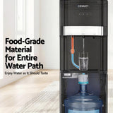 Black water cooler filling a glass with chilled water