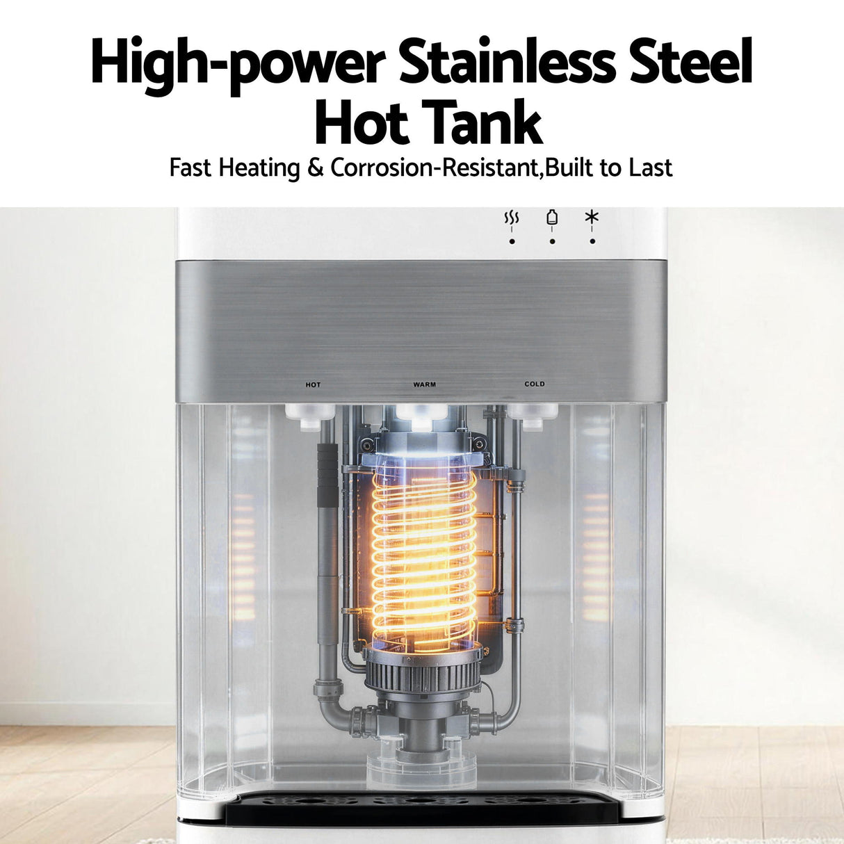 Stainless steel internal tank of the three tap water dispenser