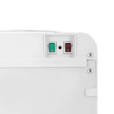 Rear view showing hot and cold on off switches on white water cooler dispenser