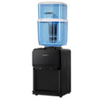 Black bench top water cooler dispenser with 22 L filter container