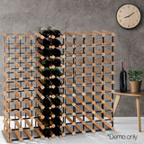 Natural timber and steel wine rack holding 110 bottles