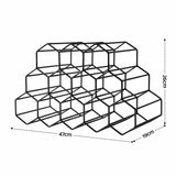 Wine Rack 12 Bottle Metal Freestanding Honeycomb Black view 2