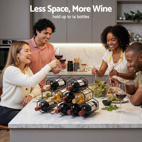 Wine Rack 12 Bottle Metal Freestanding Honeycomb Black view 4