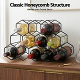 Wine Rack 12 Bottle Metal Freestanding Honeycomb Black view 5